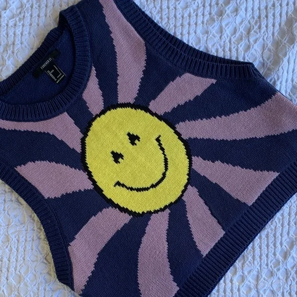 Forever 21 Smiley Face Knit Vest - Yellow and Purple - Picture 13 of 16
